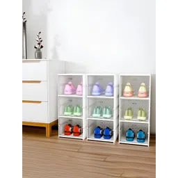 Aura White 3 Pieces Textured 3-Layer Shoes Organisers-picture-45