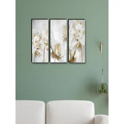 Aura White & Beige 3 Pieces Wood Floral and Botanical Wall Art-picture-32