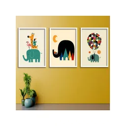 Aura White & Black 3 Piece Wood Floral and Botanical Wall Paintings-image-43