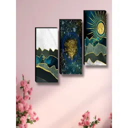 Aura White & Black 3 Pieces Floral And Botanical Printed Wood Wall Art-image-35