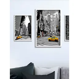 Aura White & Black 3 Pieces Paper Wall Paintings-picture-25