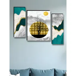 Aura White & Black 3 Pieces Tree & Moon Floral And Botanical Wooden Wall Arts-image-39