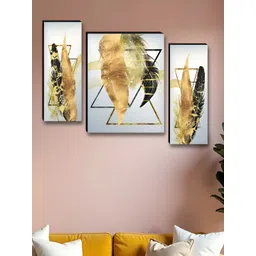 Aura White & Black 3 Pieces Wing Floral And Botanical Wooden Wall Arts-image-41