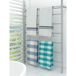 Aura White & Blue 4 Printed Cotton 210 GSM Bath Towel-picture-42