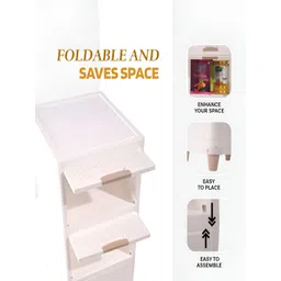 Aura White & Brown 5 Units Multipurpose ( 3 + 2 ) Folding Cabinet Storage Organizers image 2