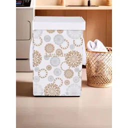 Aura White & Brown Printed Foldable Laundry Bags With Lid & Handles- 75 L-picture-20