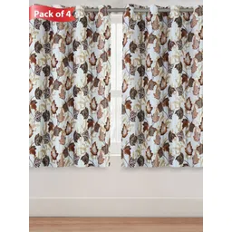 Aura White & Brown Set of 4 Floral Room Darkening Window-picture-13