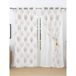 Aura White And Burgundy Embroidered Black Out Window Curtain-image-15