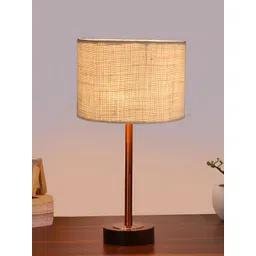 Aura White & Copper Toned Metal Cylindrical Shaped Table Lamp-picture-26