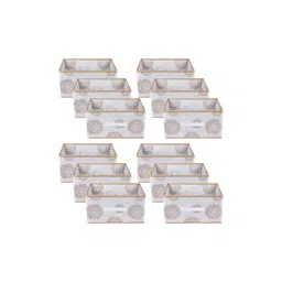 Aura White & Gold Toned 12 Pieces Printed Foldable Drawer Box Organisers-picture-21