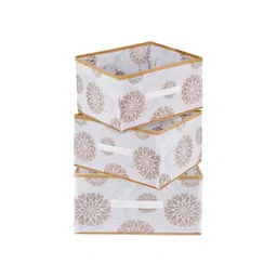 Aura White & Gold Toned 3 Pieces Printed Multi-Utility Organisers-picture-19
