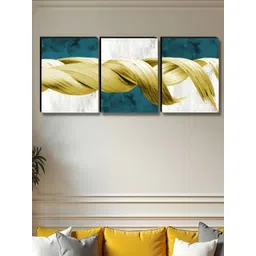 Aura White & Gold-Toned 3 Pieces Printed Wooden Wall Paintings-picture-16