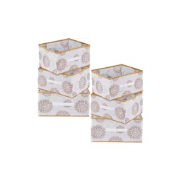 Aura White & Gold Toned 6 Pieces Printed Foldable Drawer Box Organisers-picture-28