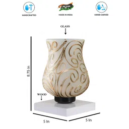 Aura White & Gold Toned Textured Bell Shaped Table Lamp With Base-picture-14