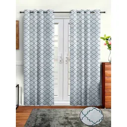 Aura White & Green 2 Pieces Embroidered Long Door Curtain-picture-16