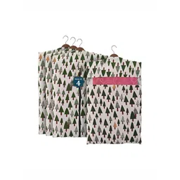 Aura White & Green 4 Pieces Mesh Cotton Hanging Saree Cover Cotton Organisers-picture-37