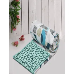 Aura White & Green Geometric Microfiber AC Room 150 GSM Single Bed Dohar-picture-11
