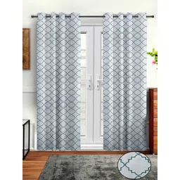Aura White & Grey 2 Pieces Embroidered Door Curtain-picture-33
