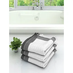 Aura White & Grey 3 Cotton 210 GSM Bath Towel-picture-27