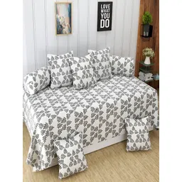 Aura White & Grey 8 Pieces Floral Printed Diwan Set-picture-20