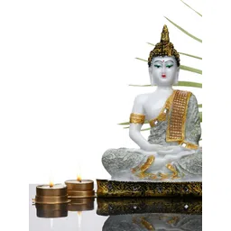 Aura White & Grey Buddha Idol Showpiece-picture-14