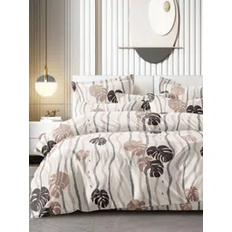 Aura White & Grey Floral 350 TC King Bedsheet with 2 Pillow Covers-picture-23