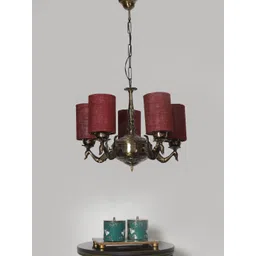 Aura White & Maroon Textured Traditional Ceiling Lamp-picture-22