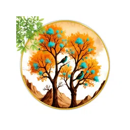 Aura White & Orange 1 Piece Wood Floral and Botanical Wall Paintings-picture-13