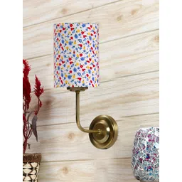 Aura White & Pink Printed Traditional Cylinder Shaped Wall Lamp-picture-29