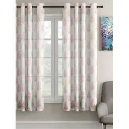 Aura White & Red Ethnic Motifs Printed Sheer Window Curtain-picture-30