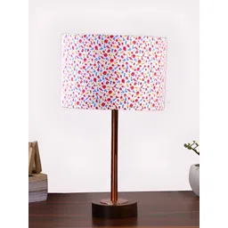 Aura White & Red Printed Cylindrical Shaped Table Lamp-picture-28