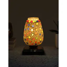 Aura White & Red Textured Glass Bell Shaped Table Lamp With Base-picture-13