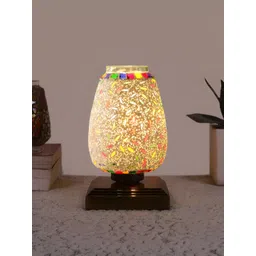 Aura White & Red Textured Glass Table Lamp With Base-picture-36