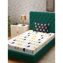 Aura White & Yellow Geometric 300 TC Single Bedsheet with 1 Pillow Covers 2.25 m x 1.50 m-image-31