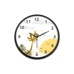 Aura White & Yellow Printed Traditional Wall Clock-picture-17