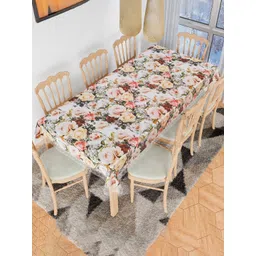 Aura White Floral Anti-Skid Plastic 8-Seater Table Cover-picture-35