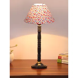 Aura White Printed Wood Traditional Triangle Table Lamp-image-49