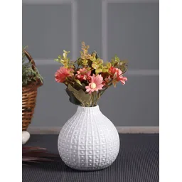 Aura White Textured Ceramic Flower Vase-picture-28