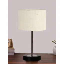 Aura White Textured Wood Contemporary Cylindrical Shaped Table Lamp-picture-27