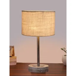 Aura White Textured Wood Cylindrical Shaped Table Lamp-picture-34