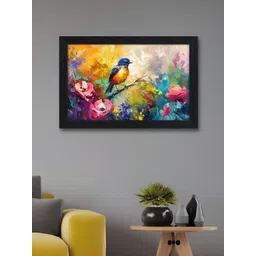 Aura Yellow & Blue Single Piece Synthetic Wood Birds and Animals Paintings-image-22