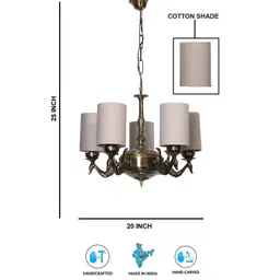 Aura Yellow & Bronze-Toned Textured Traditional Ceiling Lamp-image-43