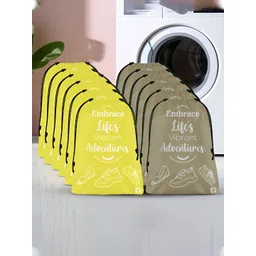 Aura Yellow & Brown 12 Pieces Printed Foldable Water Resistant Multi-Utility Laundry Bags-picture-17