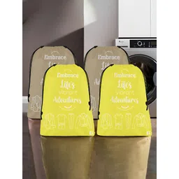 Aura Yellow & Brown 4 Pieces Printed Foldable Water Resistant Multi-Utility Laundry Bags-picture-26