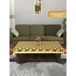 Aura Yellow & Brown Floral Floral Embroidered Cotton Anti-Skid 4-Seater Table Cover-picture-38