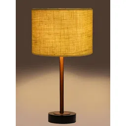 Aura Yellow & Copper Toned Metal Contemporary Cylindrical Shaped Table Lamp image 3