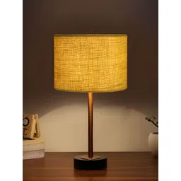 Aura Yellow & Copper Toned Metal Contemporary Cylindrical Shaped Table Lamp image 1