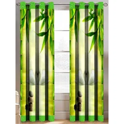 Aura Yellow & Green 2 Pieces Floral Printed Long Door Curtain-image-40