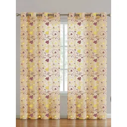 Aura Yellow & Maroon 2 Pieces Printed Long Door Curtains-picture-38