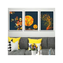 Aura Yellow & Orange 3 Pieces Wooden Floral and Botanical Wall Art-image-21